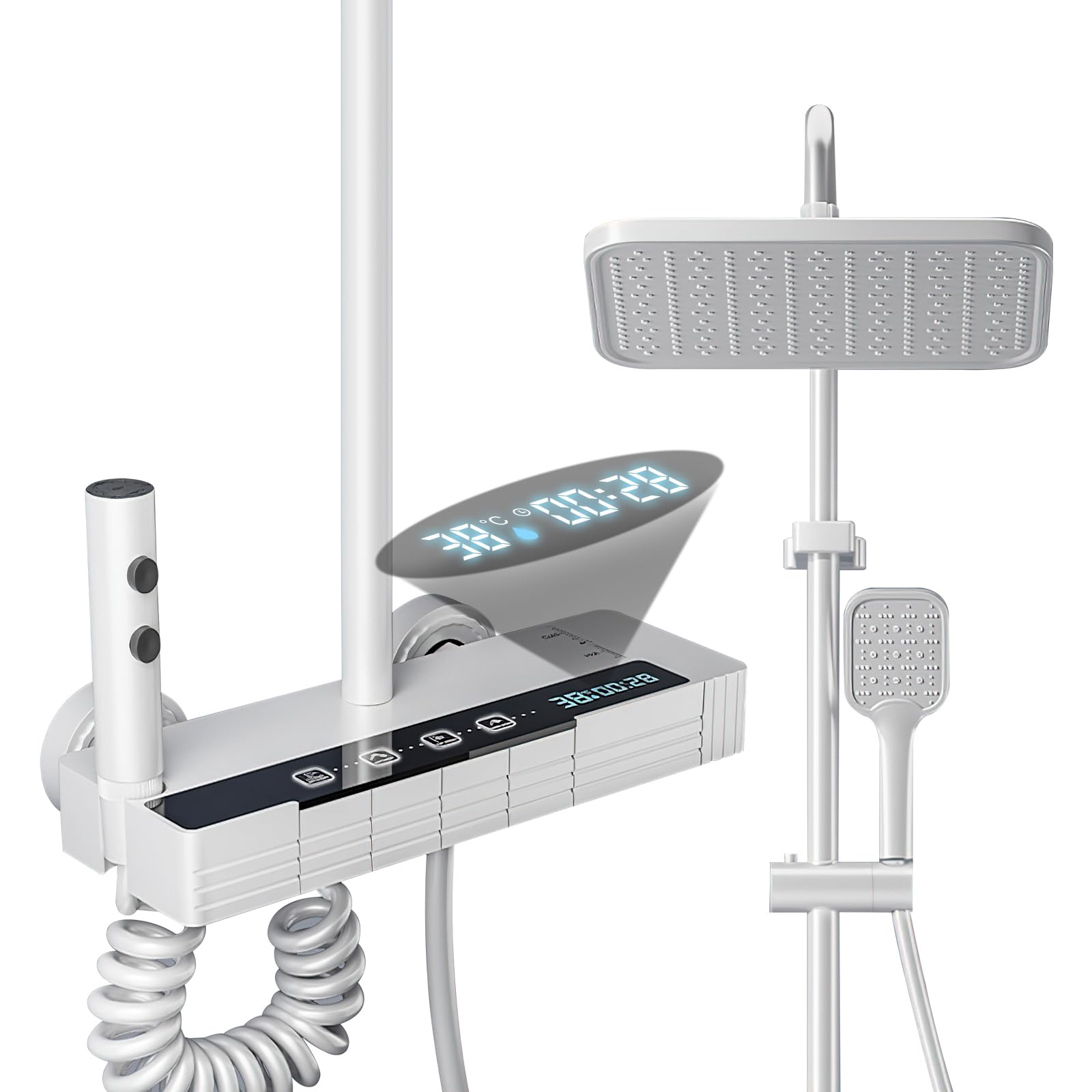 Colonne de douche en acier inoxydable avec écran LCD et hauteur réglable