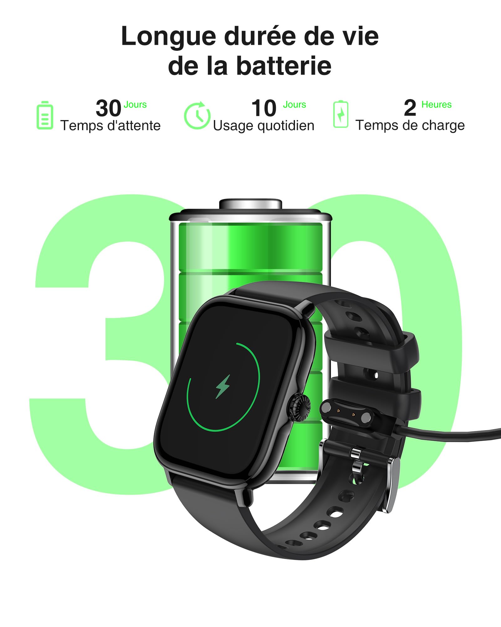 Montre Connectée Homme Bluetooth Téléphone - Écran Tactile de 1,85