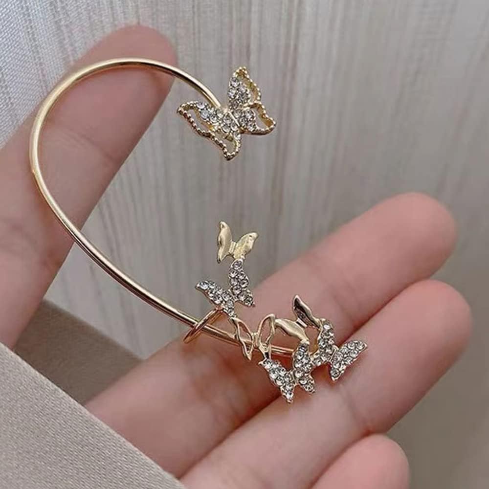 Missgrace Fashion Elf Ear Earring Cuffs Studs Earrings Elf Butterfly Cosplay Cuffs Wrap Earrings for Fairy Ears Costume Cosplay Wedding Earrings Jewelry for Women 1 Pair (Gold) - Image 5