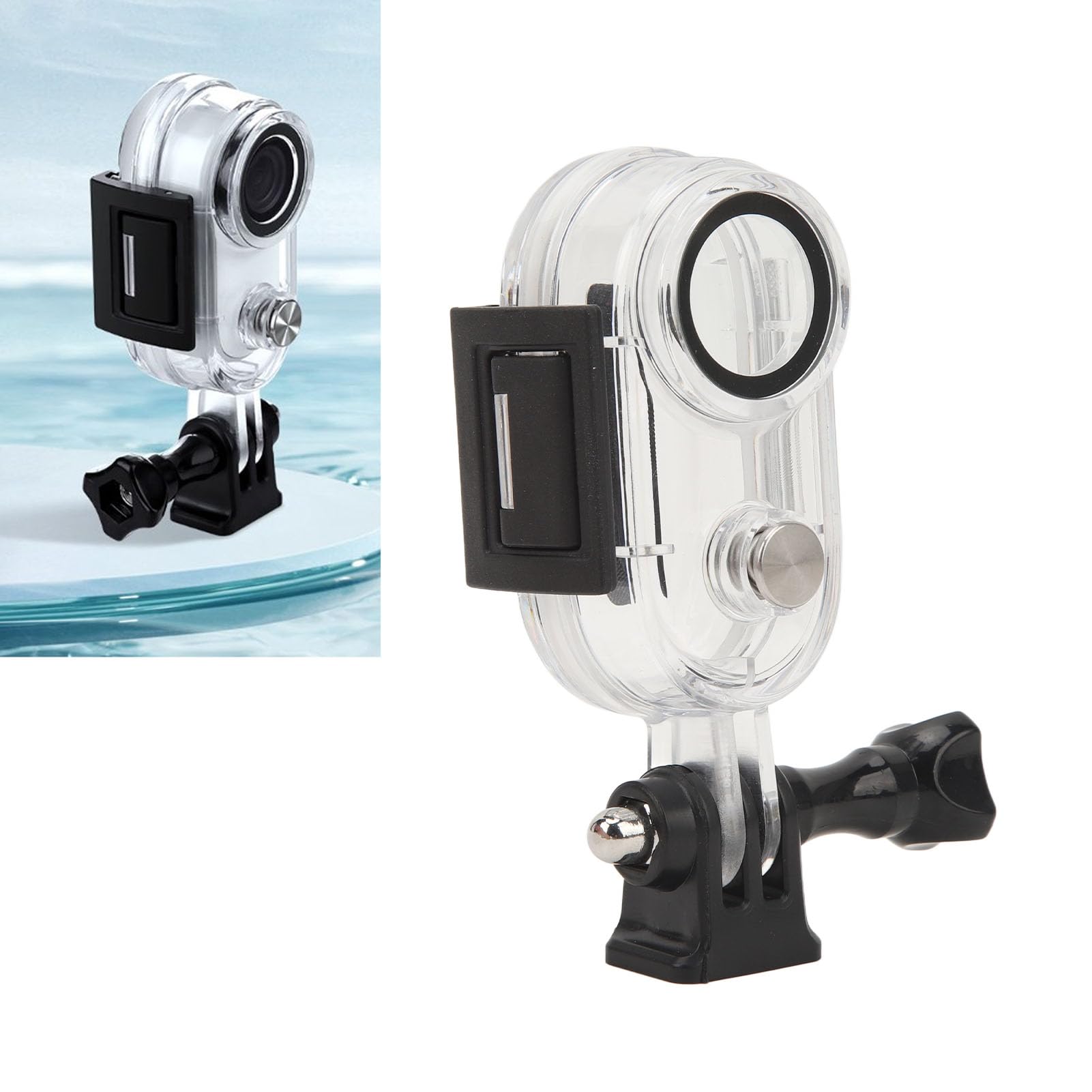 Custodia Trasparente da 60 M per GO 3, Guscio Protettivo per Immersione Subacquea 197 Piedi con Accessori per Staffa, Custodia Subacquea per Action Camera per