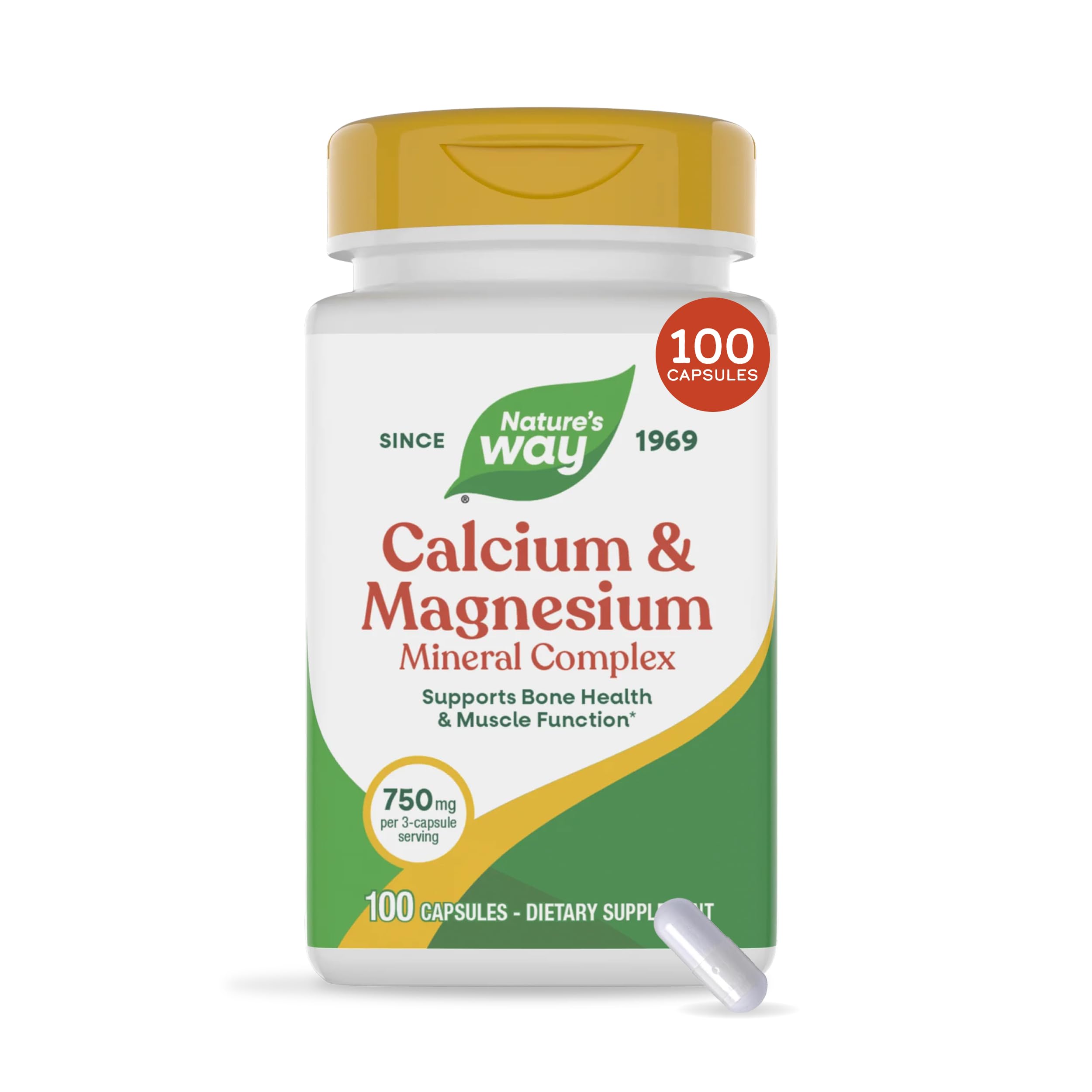 Nature's Way Calcium & Magnesium Mineral Complex, Daily Supplement, 100 ct 100 Count (Pack of 1)