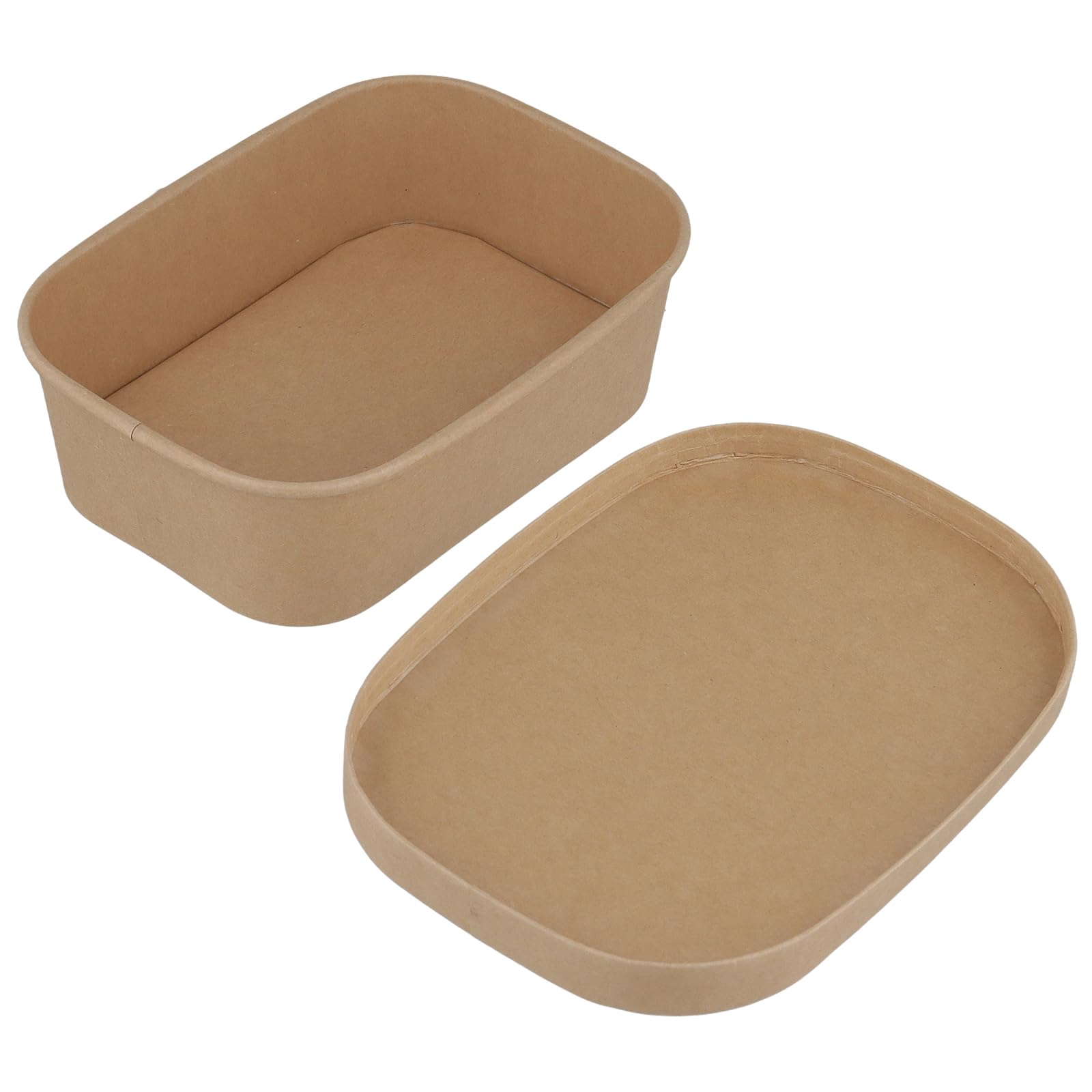 50 recipientes de papel kraft de 650 ml con tapas de papel, caja rectangular para llevar, caja de ensalada Kraft para restaurante, comida callejera, fiesta, comida de almuerzo, color marrón