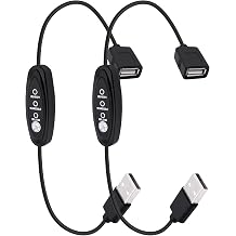 USB Cable with 3 Speed Switch, 5V USB Extension Cord with Inline 3 Position Adjustable Control Switch Male to Female Connector Adapter for LED Strips Lights Fans Motors-2pcs
