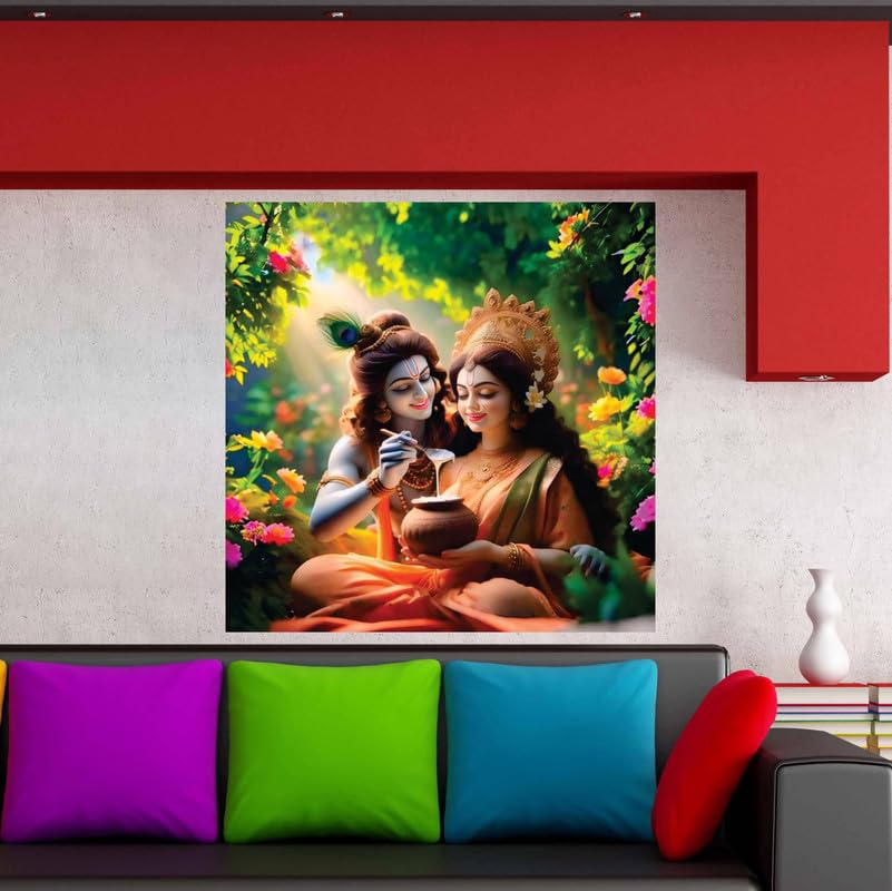 Image of British Terminal Cute little Bal Gopal Baby God Krishna| Kanha Ji | Laddu Lord Makhan Chor Painting Religious Poster for Pregnant Women for wall (matt thin vinyl,sticker,multicolor,unframed)| bj81