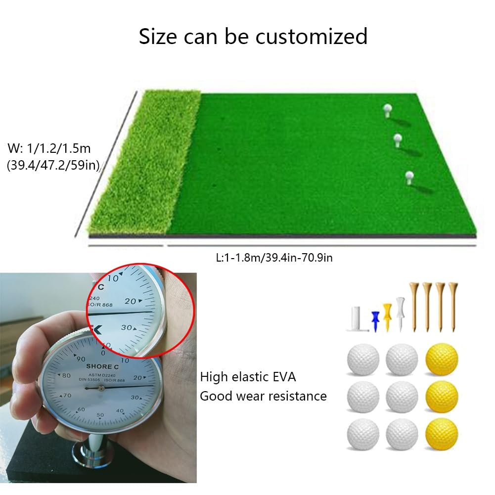 Tapete de entrenamiento de golf, tapete de práctica de césped de golf en casa para interiores y exteriores, ayuda de entrenamiento de golf con camisetas de goma