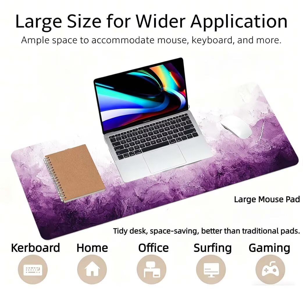 Lpfieonn Einfach Großes Schreibtischunterlage, XXL Schreibtischunterlagen, Blau XXL Wasserdicht Gaming Mousepad mit Vernähter Rand und Rutschfeste Gummibasis, für Laptop/Hause/Büro 120x60cm PF-2979