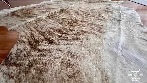Miniatura 6 de Tom Tom Cowhides Tomtom - Alfombra de piel de vaca Brindle Light Cowhides, 100 alfombras de cuero natural, 6 x 6, marrón claro, marrón claro