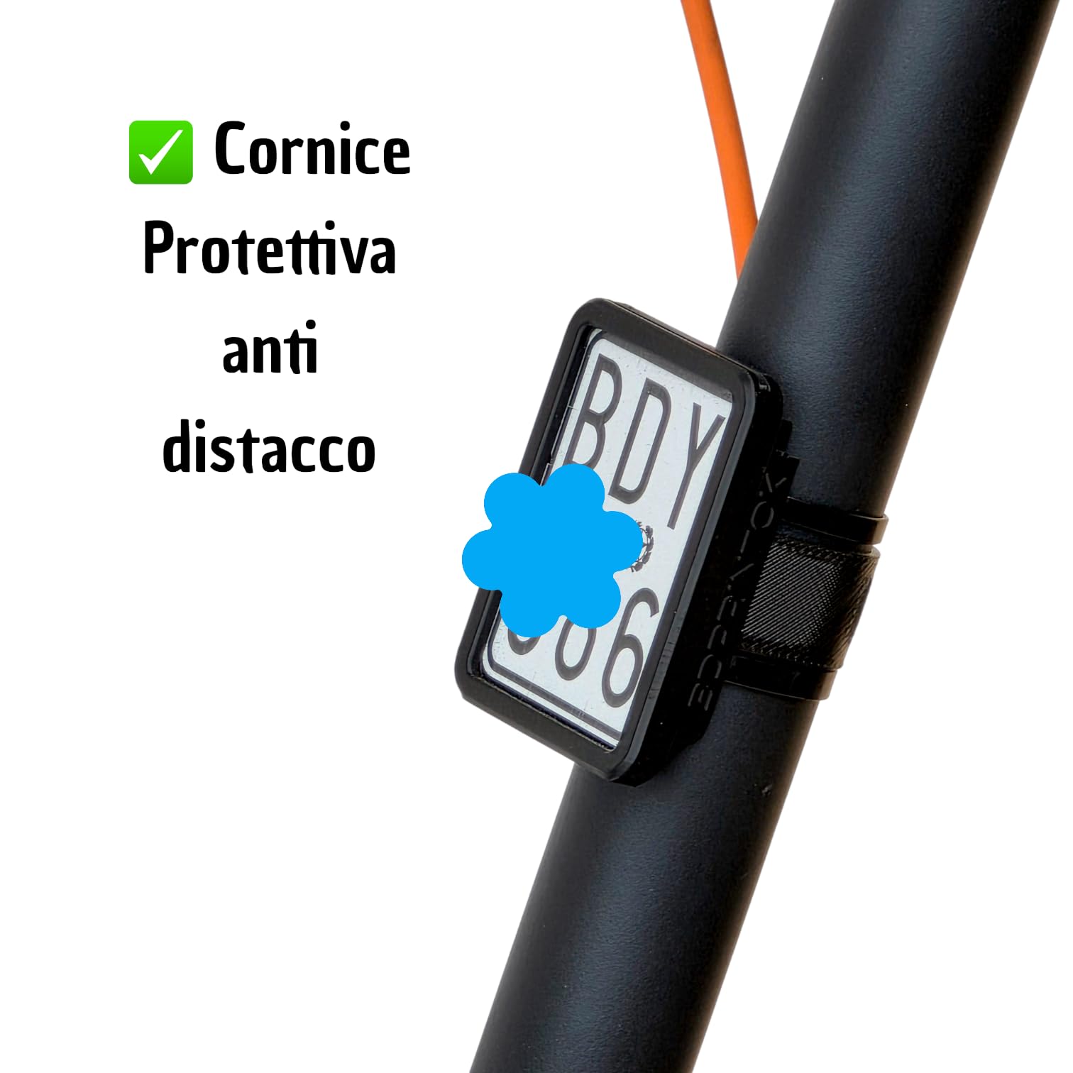 3DPRINTOK Portatarga per Monopattino Elettrico | Supporto Targa per Steli Tubolari Tondi, Ovali e Poligonali | Fissaggio Regolabile | ASA Resistente agli Agenti Atmosferici | Made in Italy