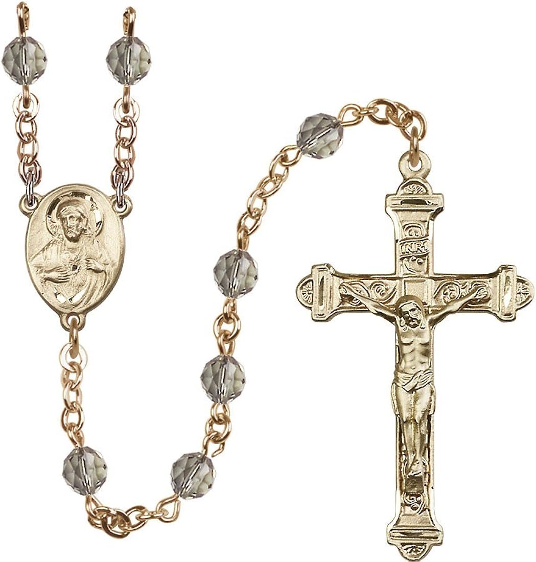 Amazon | 14カラットイエローゴールドロザリオ6 mmブラック