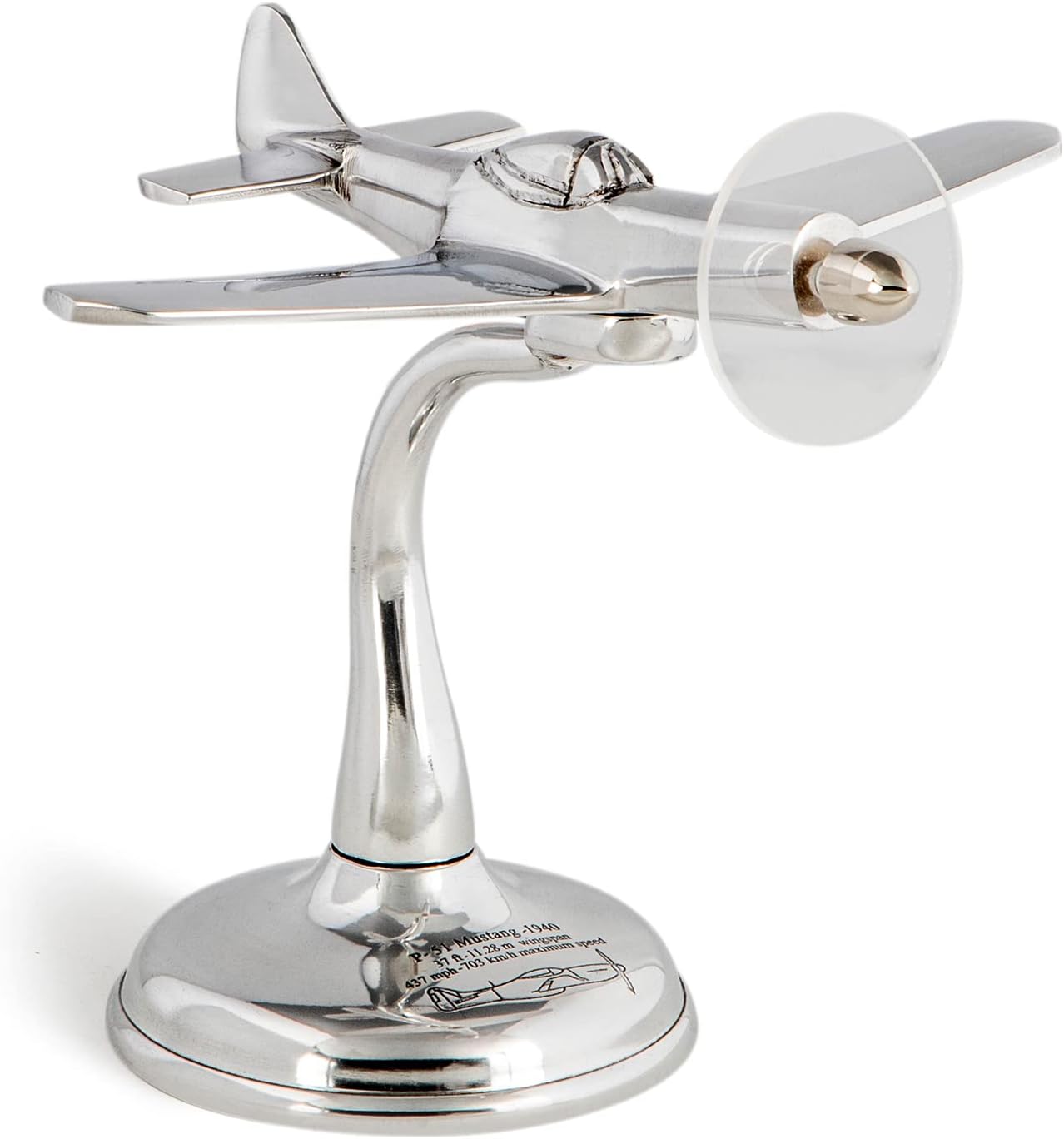 Authentic Models Desktop Model Airplane – WWII Mustang Collectible Plane, Aluminum Replica of Original Models and Display Stand for Vintage Home Decor, Aviation Gift for Adults and Teens (6 Inch)