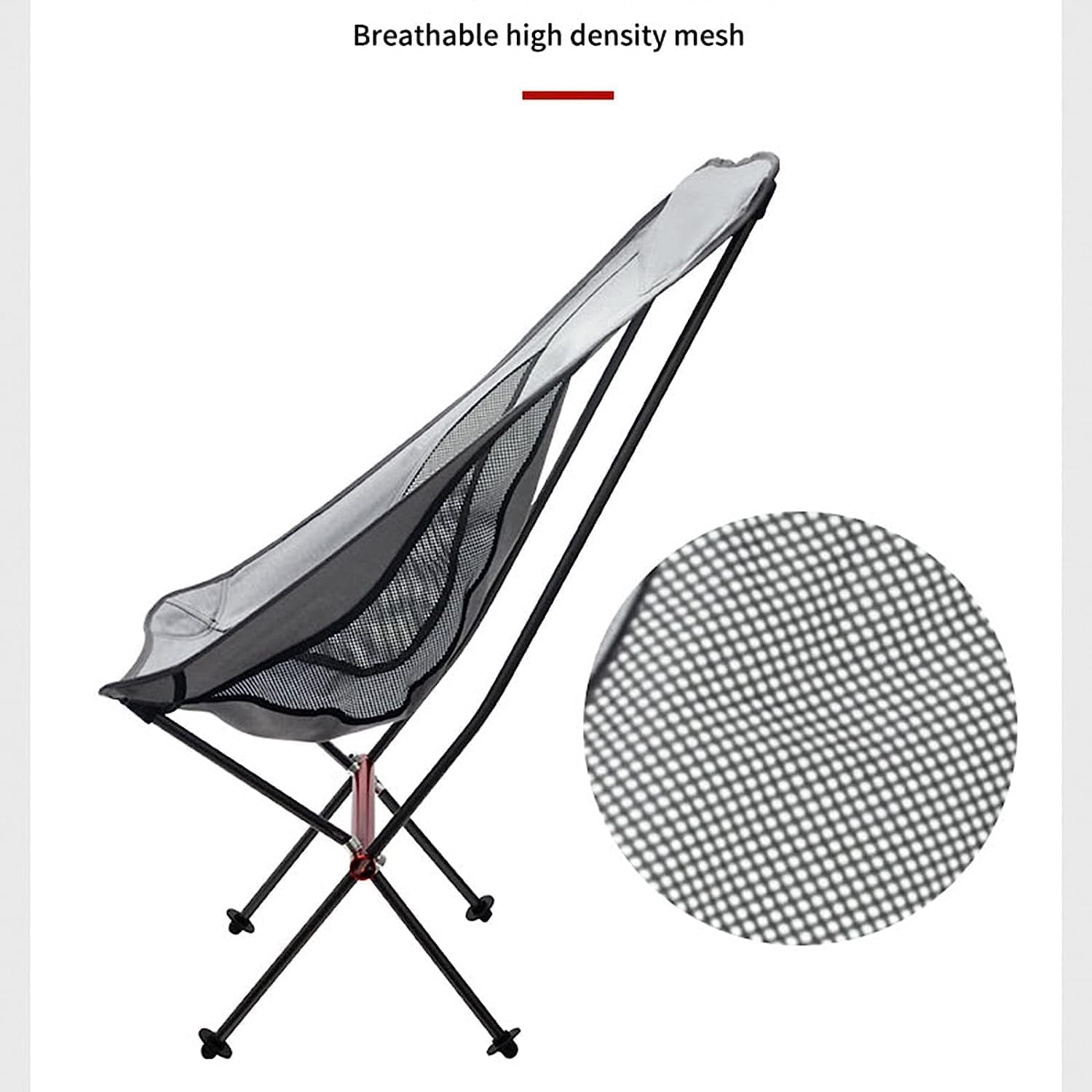 Gartenstuhl Klappstuhl mit Tragetasche, ultraleichter Campingstuhl mit Halterung aus Aluminiumlegierung, atmungsaktiver Strandkorb aus hochdichtem Mesh Angelstuhl