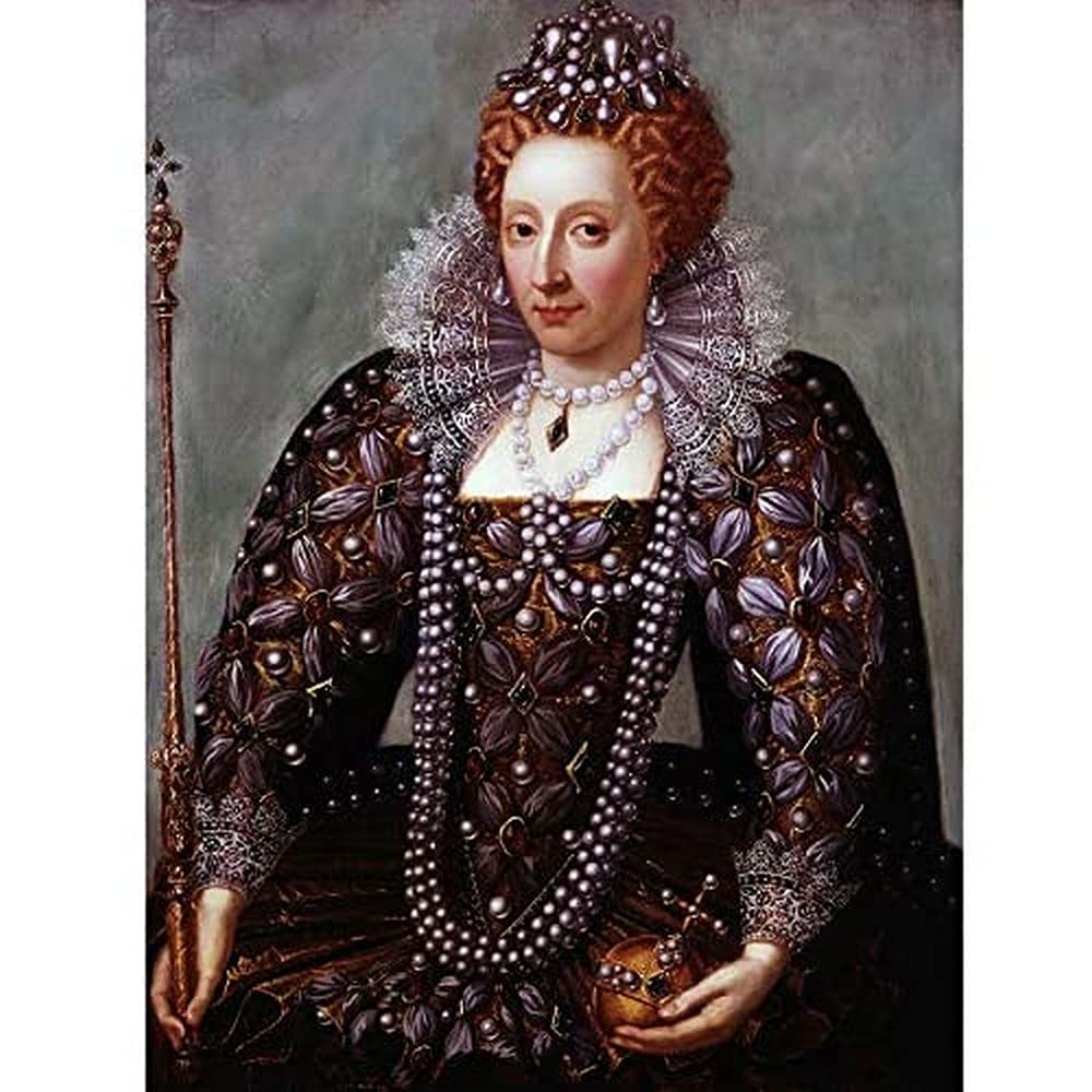 Portrait Queen Elizabeth I England Painting Royal Historic Art Print Canvas Premium Wall Decor Poster Mural