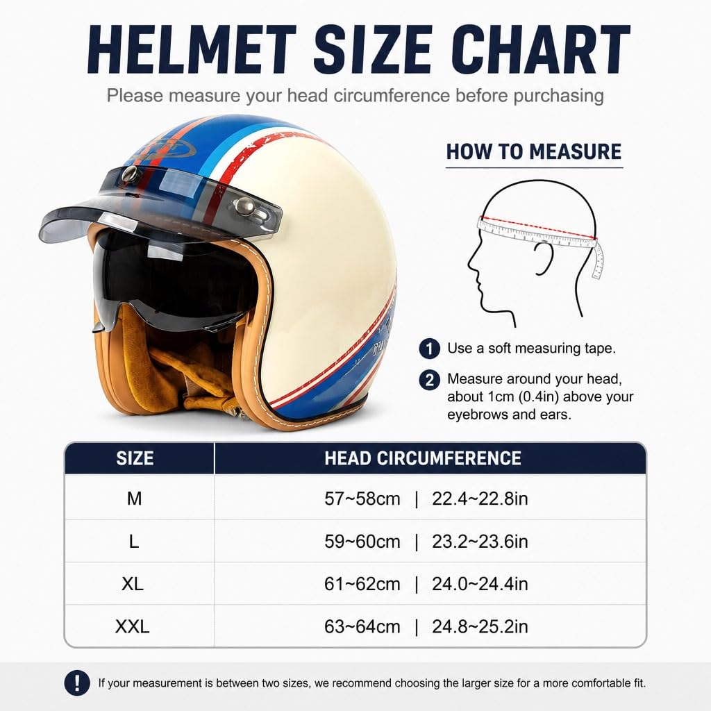Casco Moto Jet Retro Omologato ECE con Visiera Parasole Sgancio Rapido, Casco Scooter 3/4 Vintage Interni Lavabili per Cafe Racer Custom Cruiser Uomo
