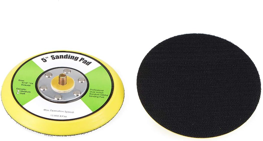 uxcell 5" Hook and Loop Backing Pad Sanding Polishing Backer Plate with 5/16"x10mm Thread for Random Orbit Sander Polisher Buffer 2 Pcs