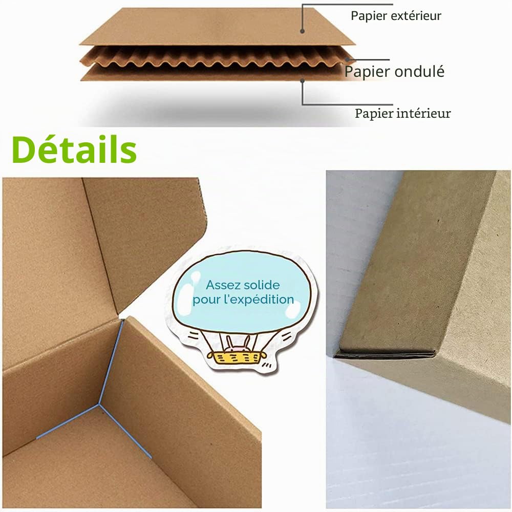 360×260×103mm Boîtes postales pour petits colis Boîtes en carton ondulé pour l'expédition, Boîte d'expédition postale brune pour les petites entreprises, le stockage ou l'emballage de cadeaux (10 Pcs)