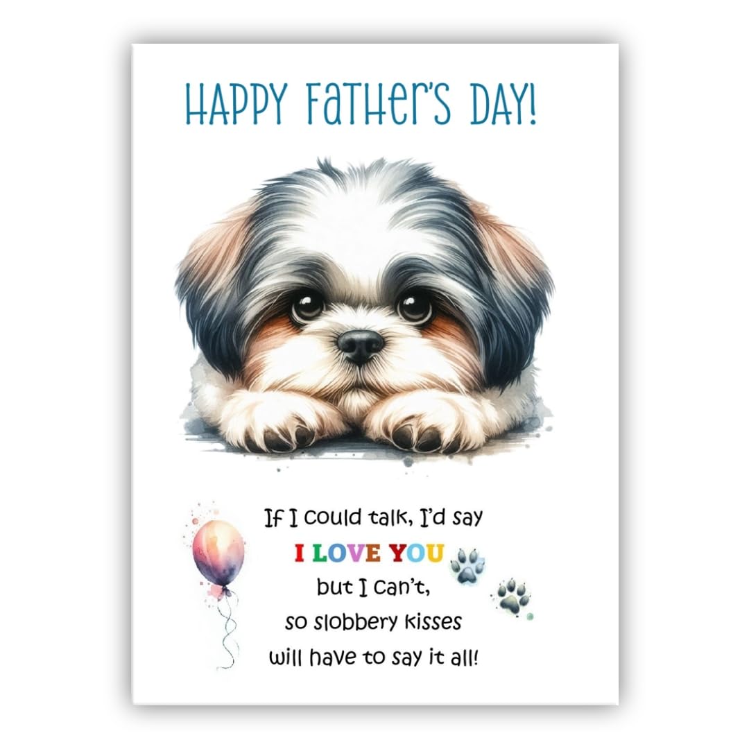 Father's Day Card from the dog. Dog Lovers Card. Fathers Day card from the dog. Differenet breeds. (Shih Tzu) โ image 1