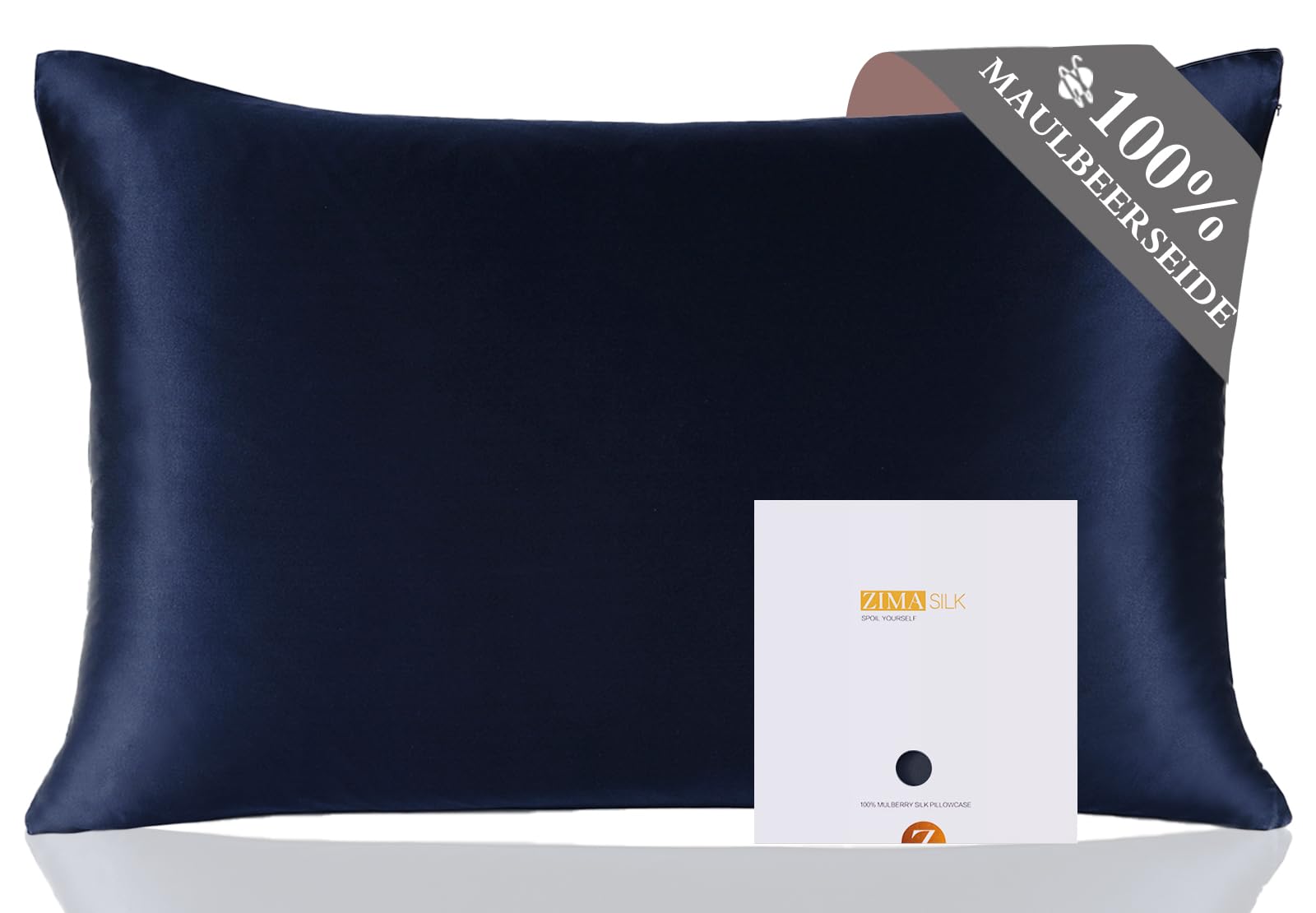 Zimasilk Navy Blue 100% Mulberry Silk Pillowcase For Hair And Skin,Both Sides 19 Momme Silk, 1Pc (40X80 Cm, )