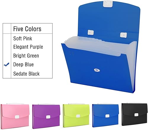 Miniatura 18 de Carpeta de archivos expandible de 13 bolsillos, organizador mensual de archivos de acordeón, tamaño carta, carpeta de documentos tamaño A4 con asa