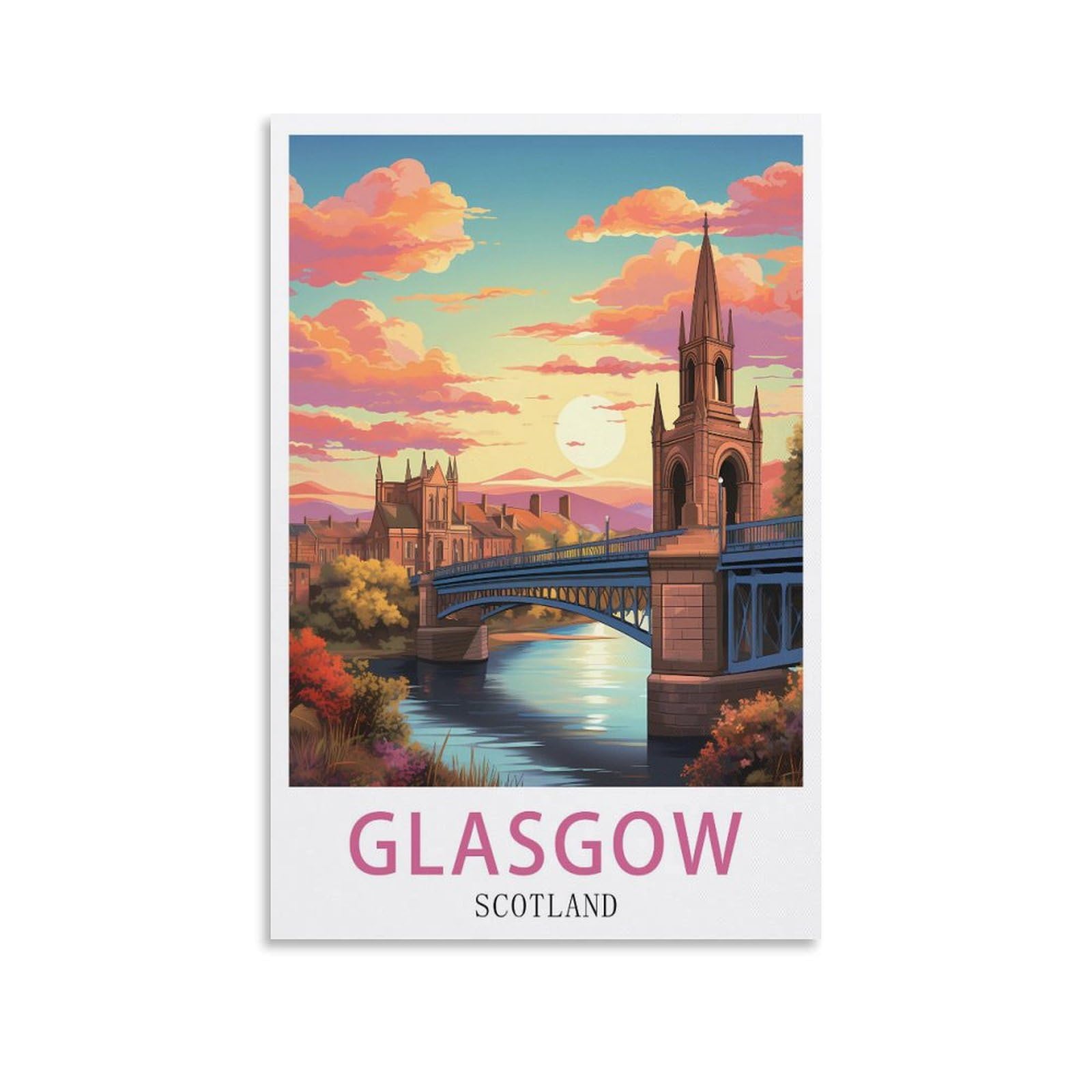Vintage Metal Tin Sign,Glasgow Scotland,Vintage Tin Sign Metal Retro Art Wall Poster for Home Club Garden Decor 30x40cm