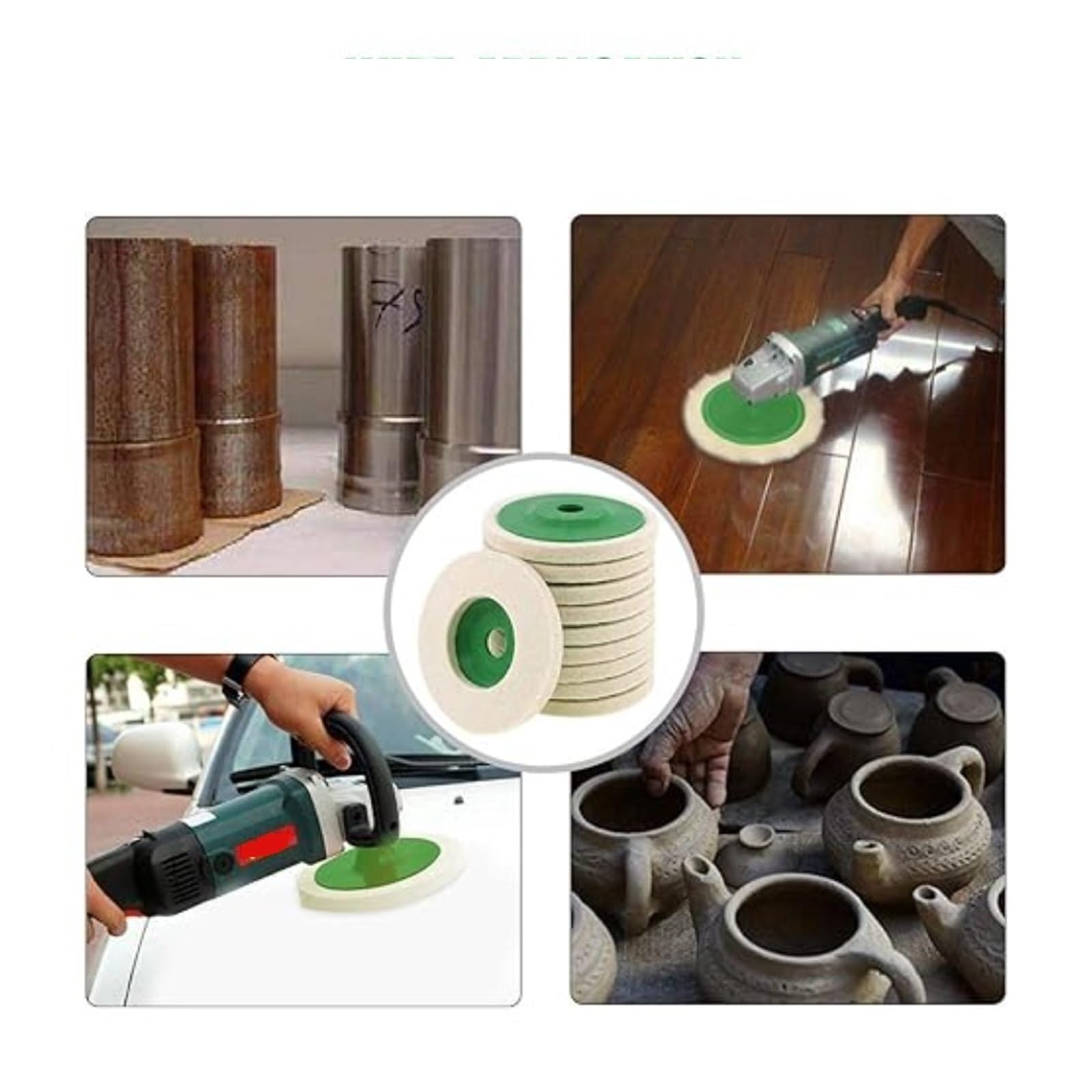 Almohadilla redonda for rueda de disco de fieltro de lana, pulido de 100mm y 125mm for Metal, mármol, piedra y muebles, 1-30 Uds.