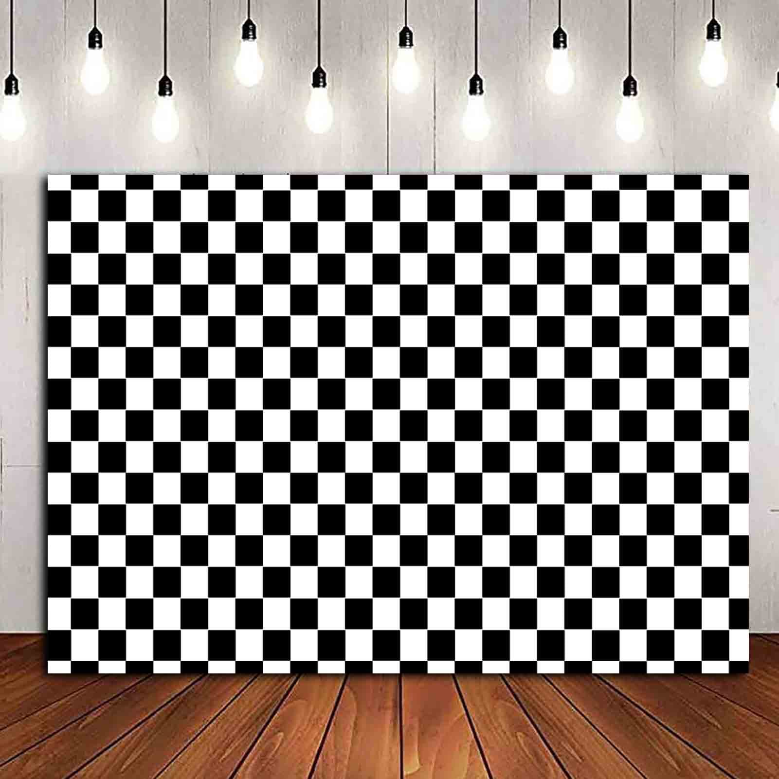 Black and White Racing Checker Texture Grid Birthday Chess Board Theme Photography Backdrops Children Kids Birthday Party Supplies Newborn Baby Shower