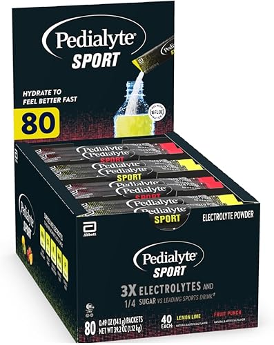 Pedialyte Estación de hidratación de paquetes de polvo de electrolitos deportivos, paquete variado, 80 unidades
