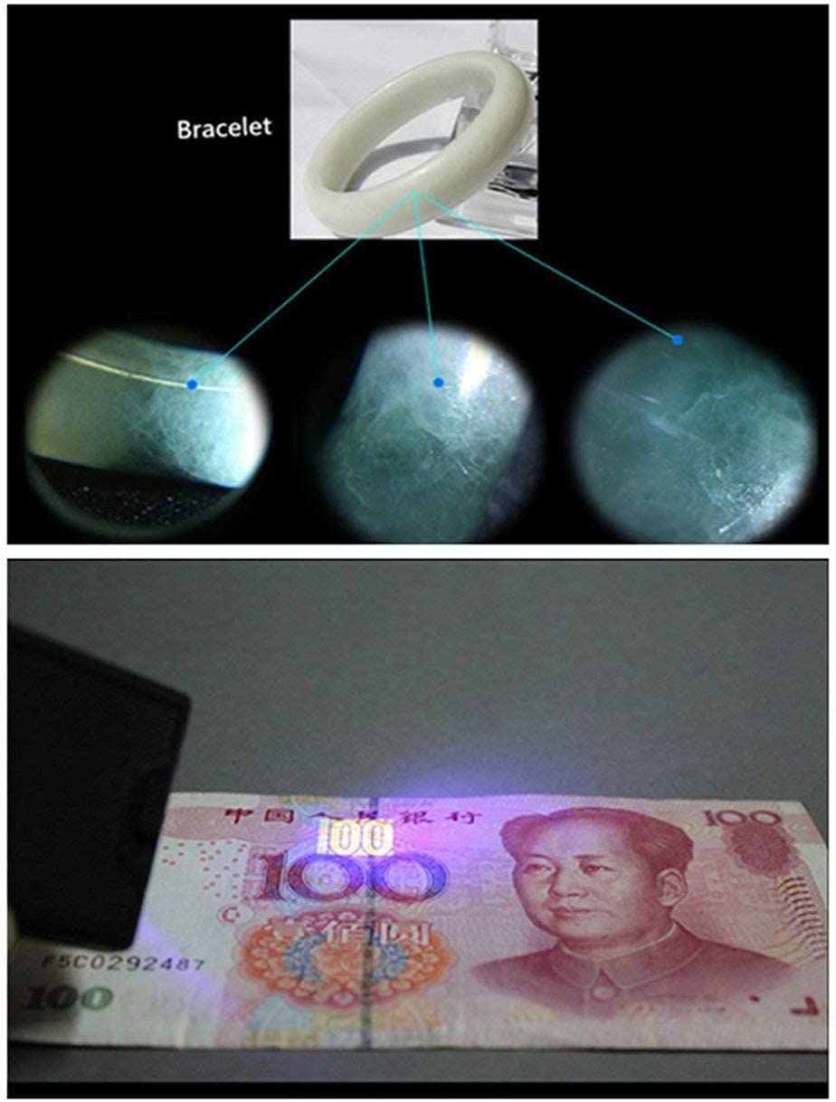 MRKU Lupa de Mano Lupa de Mano 30X 45X 60X Lupa de Mano con luz LED Lupa de Mano para joyería Lámpara de Billetes Multiusos Lupa HD