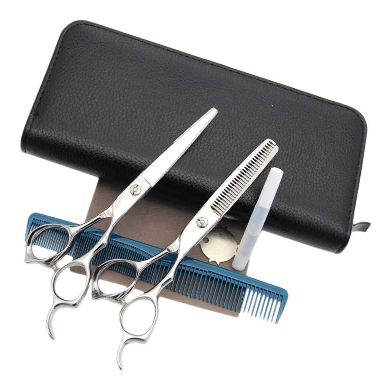 1 Juego De Tijeras De Peluquero Kit De Tijeras De Estilista Cortadora De Mano Para Peluquero Entresacar Cortar Arreglar Hacer Capas