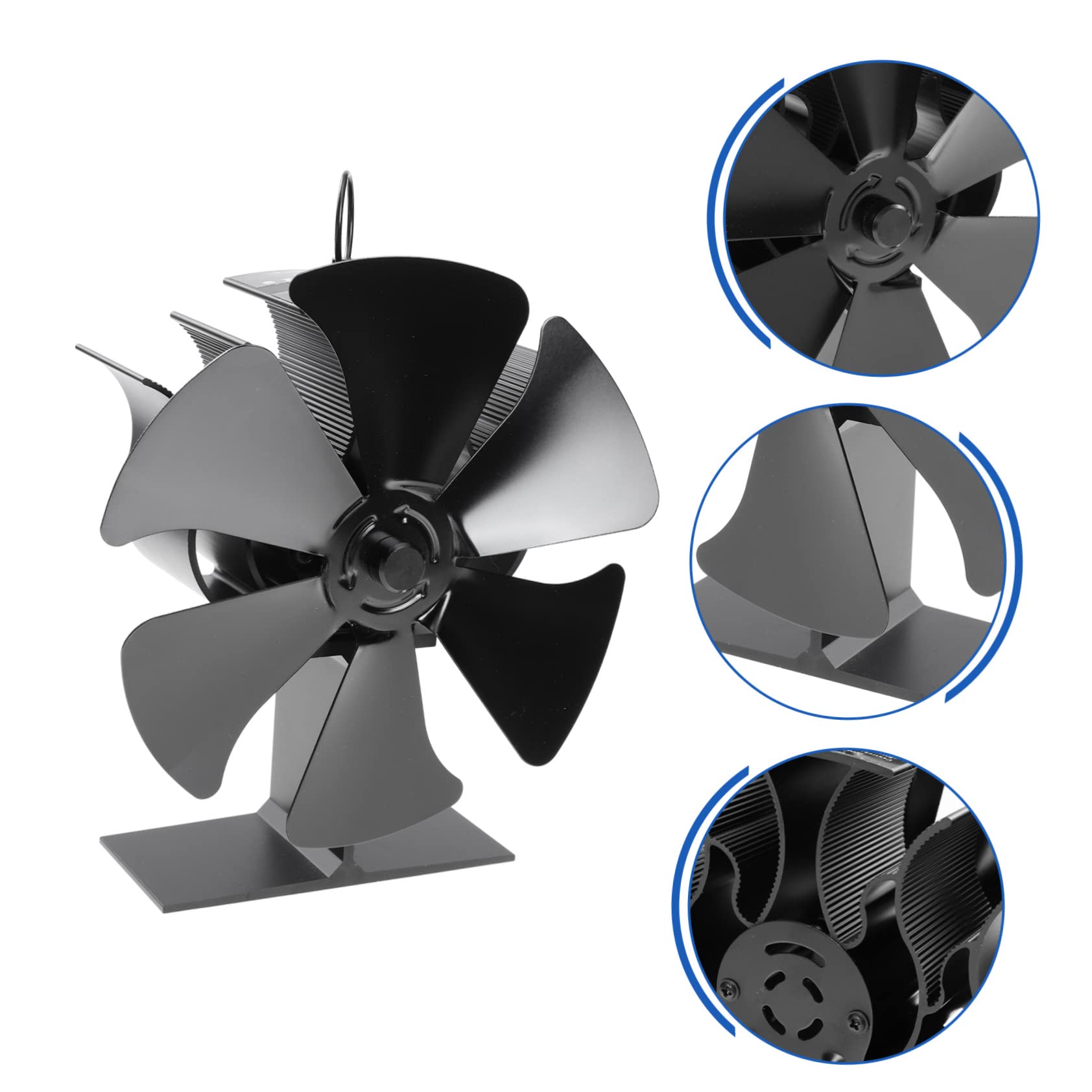 PRETYZOOM 2 Ventiladores Térmicos Para Estufas Quemadores De Leña De Aluminio Negro
