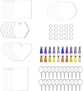 TVETE アクリルキーチェーンブランク DIY キーホルダーセット 【80点セット】透明アクリルディスク キーチェーンセット キーホルダー セット材料 推しグッズ 手作り ペンダント 工芸品 ギフト ハンドメイド