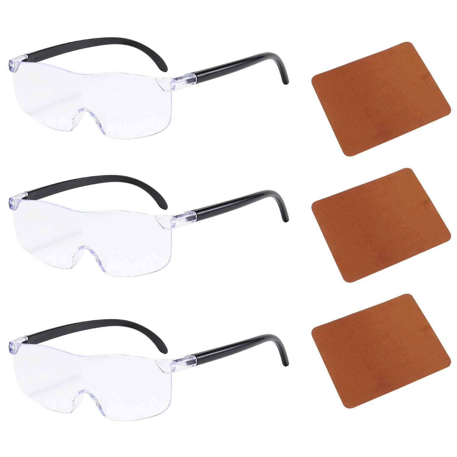 NIDHFG 3 Pieces Magnifying Glasses And 3 Pieces Glass Cloth, Reading Aids, Visual Magnification Tools, Work Accessories.