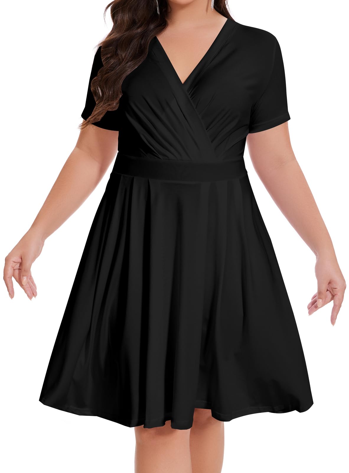 Women Casual Summer Dress 2025 Beach Vacation Floral Sundress Short Sleeve Wrap V-Neck Modest Dresses
