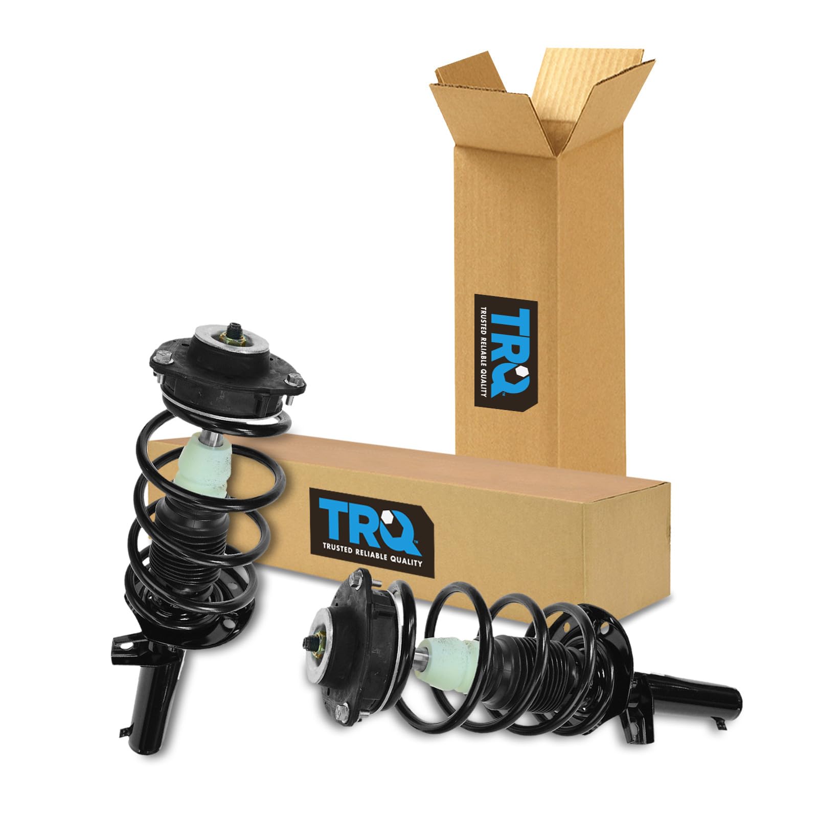 TRQ Front Driver Side Strut and Spring Assembly Set Loaded Pre-Assembled Coil Spring Spring Isolator Compatible with 05–19 VW Jetta Beetle Golf Eos