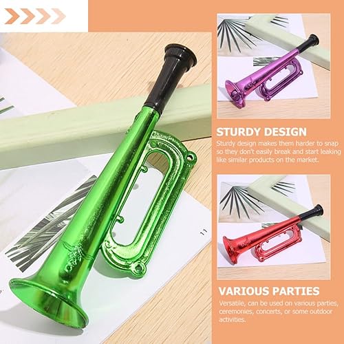 Miniatura 5 de 6 juguetes metálicos de trompeta, instrumento de trompeta para niños, cuerno de soplado de plástico para fiestas y eventos, recuerdos de fiesta para