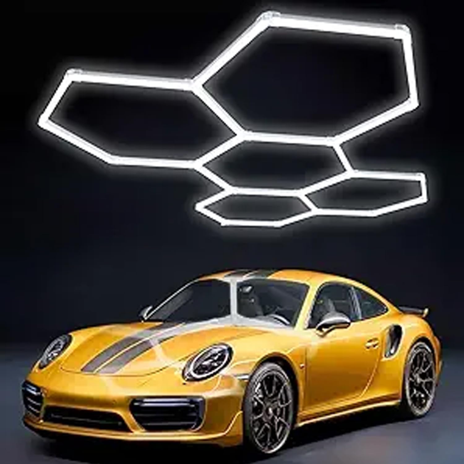 Lumières hexagonales en nid d’abeille pour entrepôt et magasin de beauté automobile
