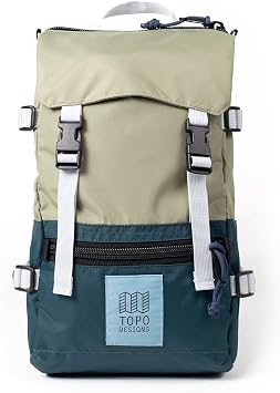 Topo Designs Rover Pack Mini - Small Sized Daypack for EDC, Day Trips, Hikes, Iconic Denver Design, Fair Trade Oil Green/Dark Pine