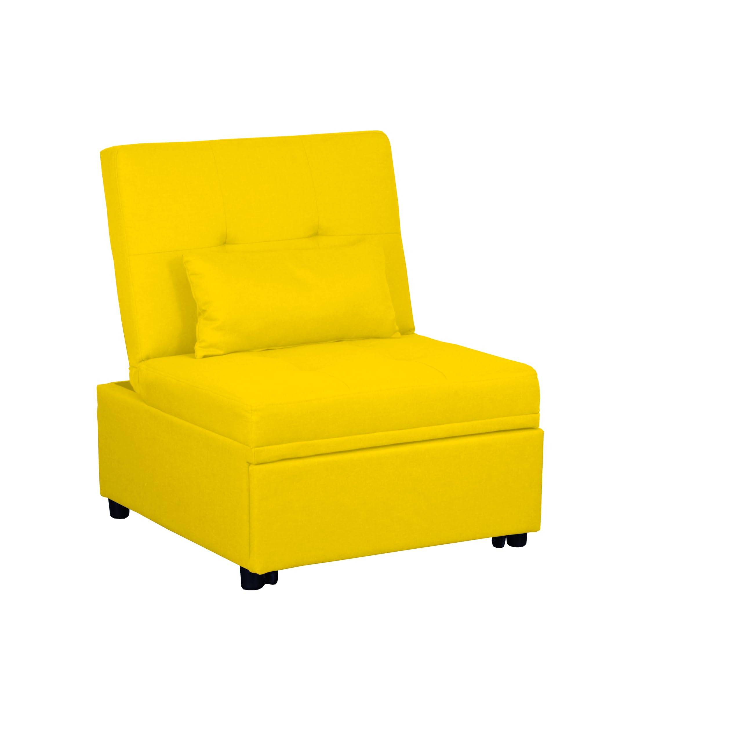 Totò Piccinni Poltrona Pouf Prestodormo pronto letto con Cuscino (Giallo Senape, Senza Braccioli)