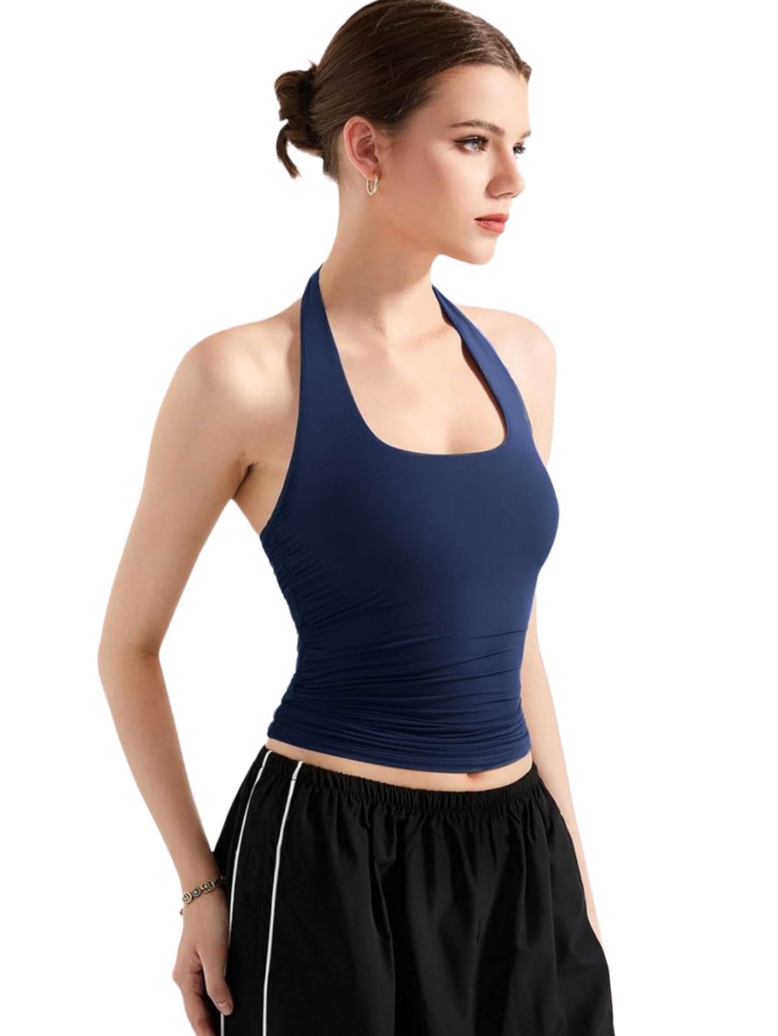 SIGHTBOMB SOFTLINE Double Layer Seamless U Neck Halter Cuddle Baby Sleeveless Microfiber Active WEAR/Casual WEAR TOP for Women
