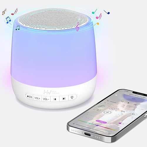 Baby Sound Machine HEYVALUE White Noise Machine with Night Light for Kids Adult Sleeping 34 Soothing Sounds Customized Favorites APP Remote Control