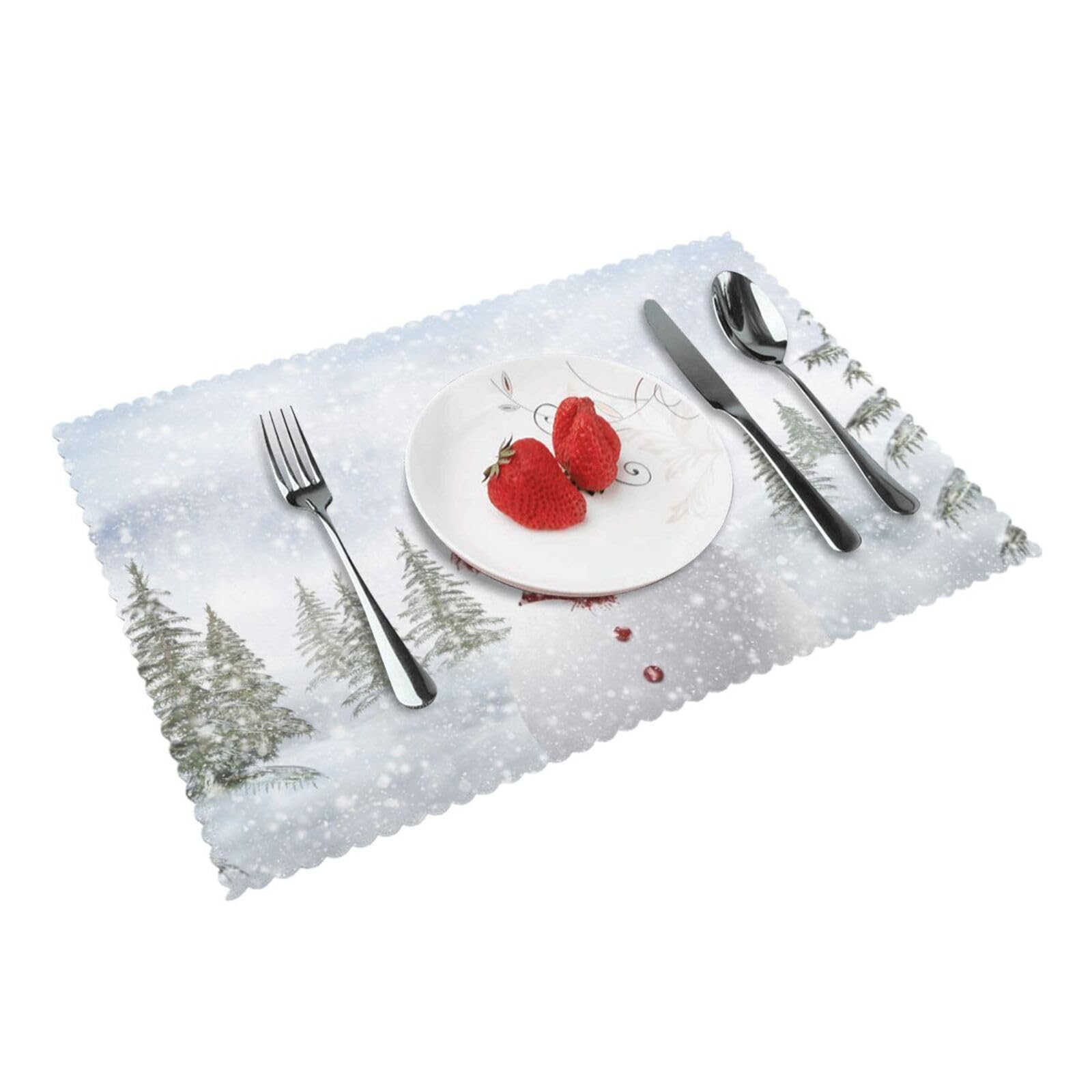 Snowman Printed Placemats Set of 4 PCS Washable Placemat for Kitchen Table Heat-resistant Table Mats 45x30 CM