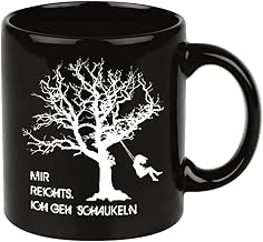 MAKAYA Funny Mug with Saying Mir reichts ich geh schaukeln Black