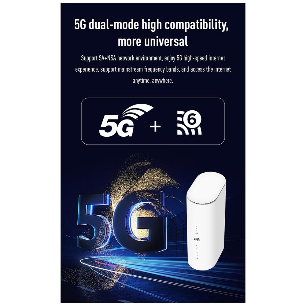 Router 5G Wifi6 CPE 2.4G+5G Dual Band Modem Router per Rete Wireless Domestica e per Ufficio, con Spina EU