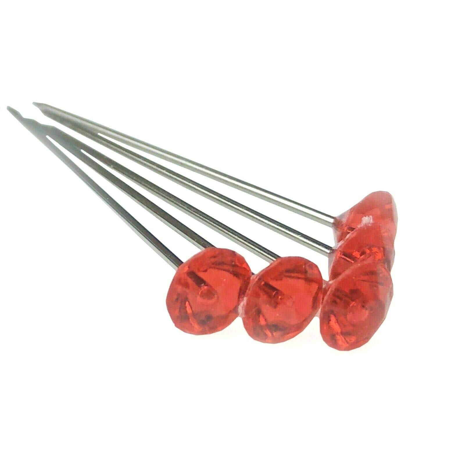 EliteKoopers 4cm Red Diamante Diamonte Pins For Florist Bouquet, Corsage Dress Making, Crafts etc.
