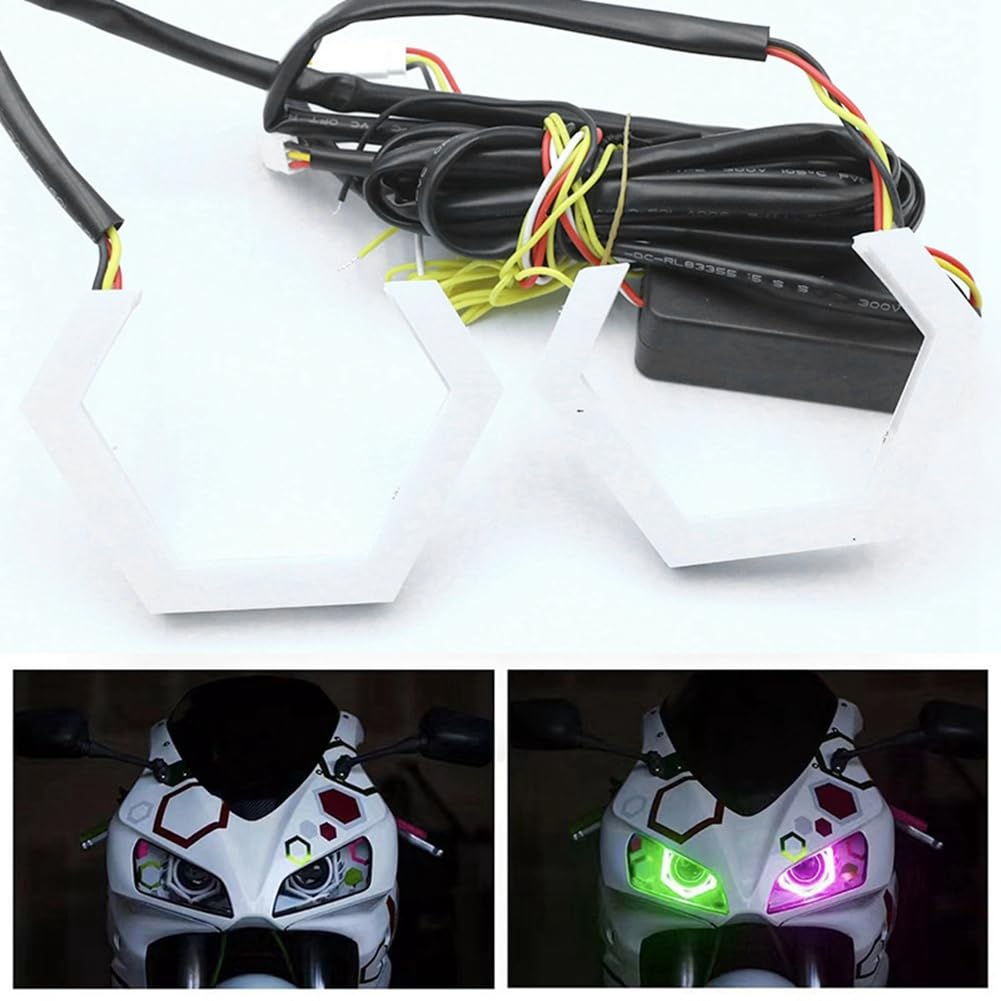 Osmond 2 Pezzi RGB Angel Eyes Rings Indicatori di Direzione Bluetooth App Controllo Auto UTV Moto DRL Luce Decorativa 70 mm