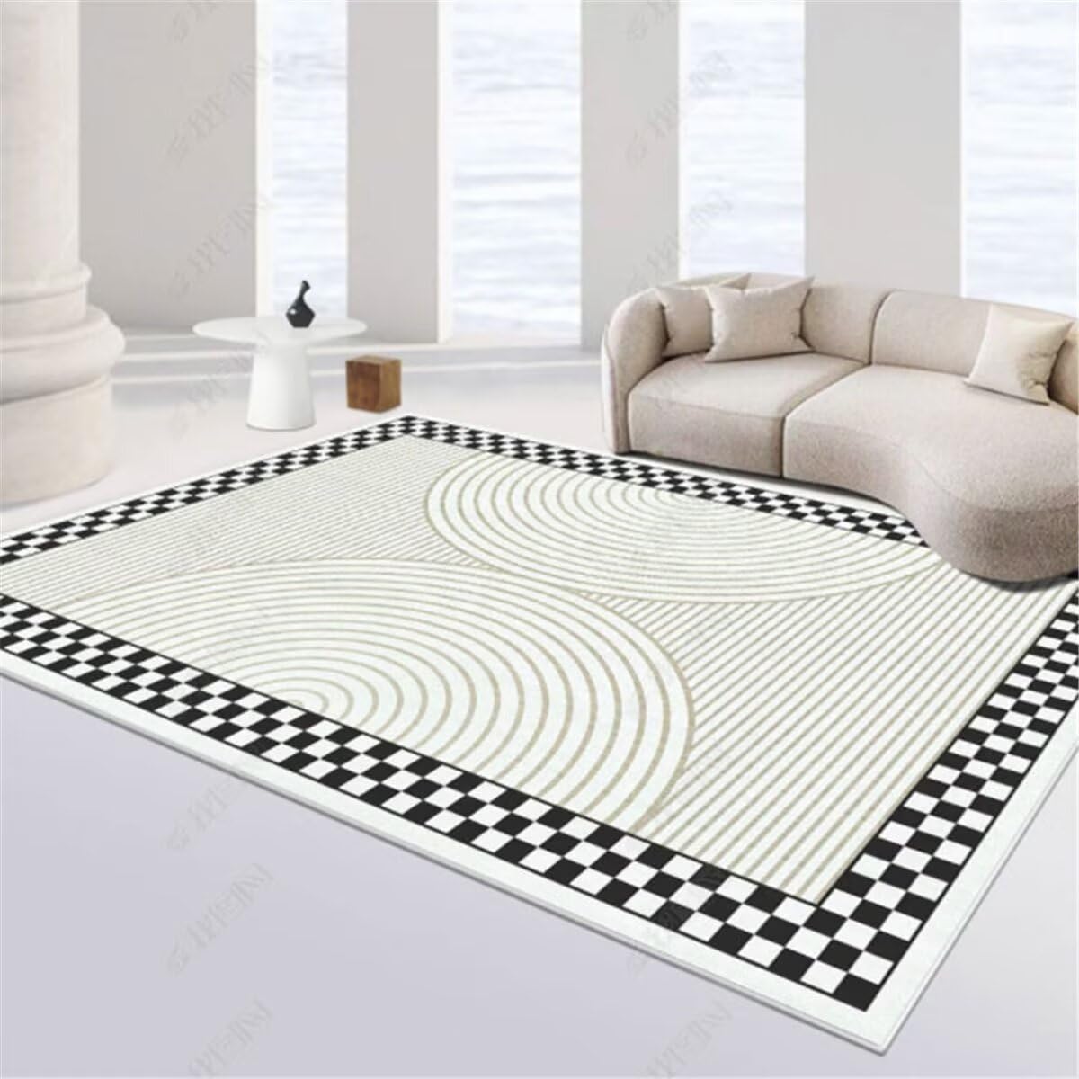 Tapis couloir long gris 90x150cm moderne à lignes design pour chambre bébé