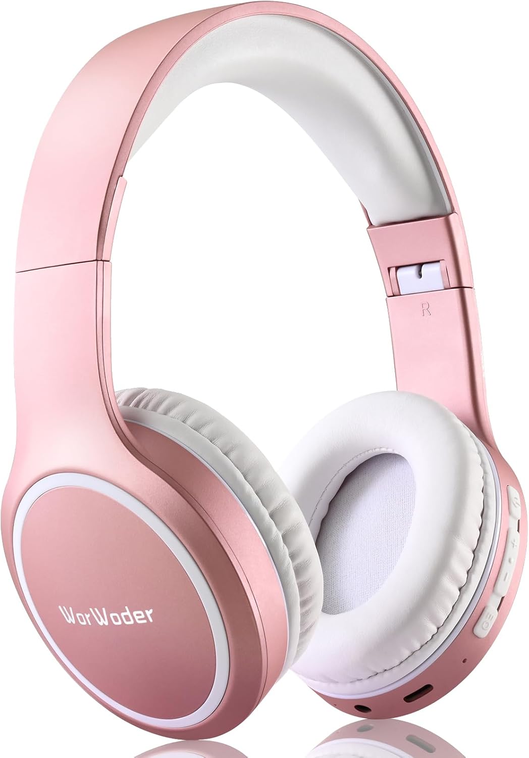 Bluetooth Headphones Over Ear, 70H Playtime and 3 EQ Music Modes Wireless Headphones with Microphone, HiFi Stereo Foldable Lightweight Headset, Deep Bass for Home Office Cellphone PC (Rose Gold)