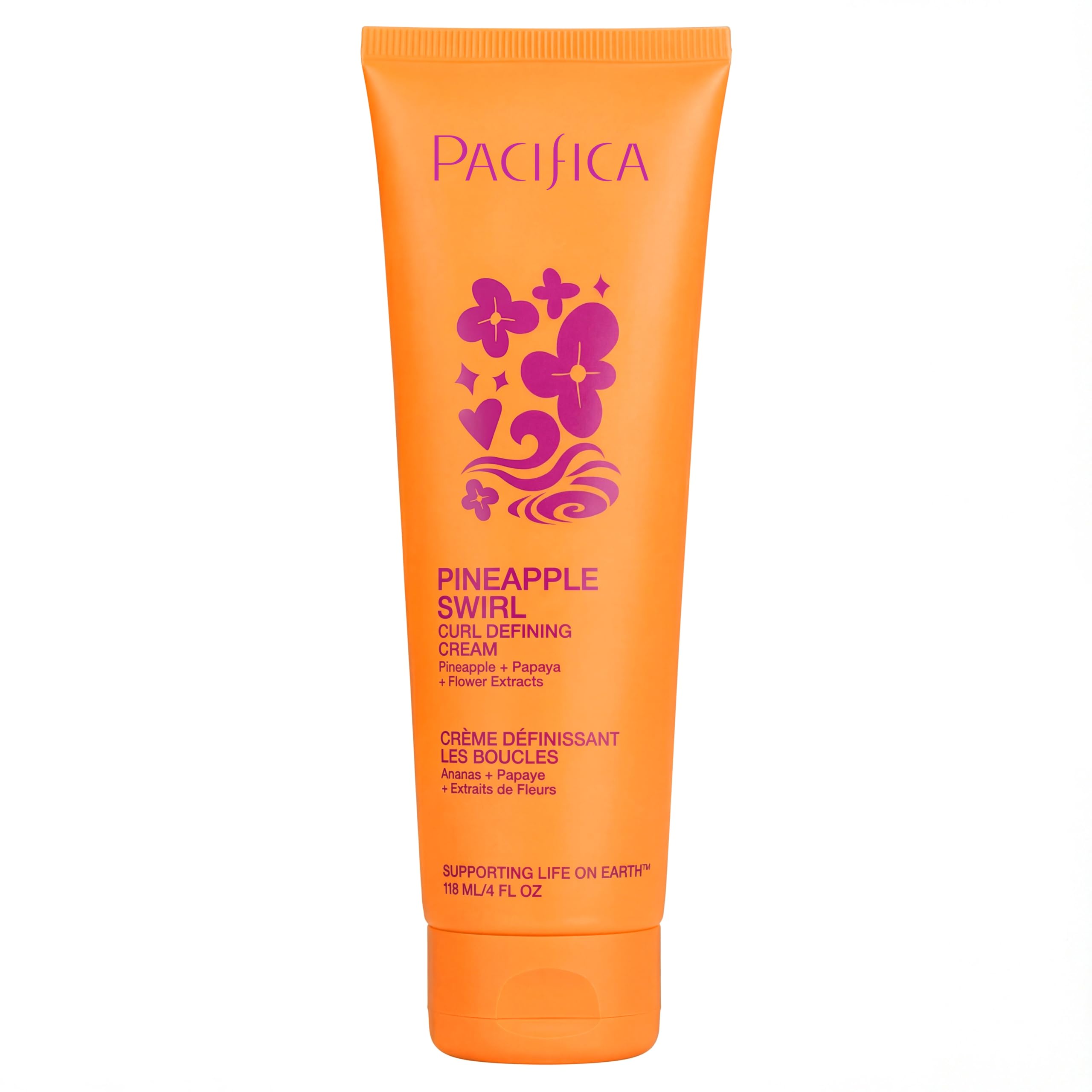 Pacifica Pineapple Swirl Curl Defining Cream – Bounce, Frizz Control & Curl Enhancer Styling Cream for Curly Hair & Wavy Hair – Coconut Oil & Hyaluronic Acid For No-Crunch Hold – Cruelty-Free – 4-oz | for Curly Hair, 4 oz, Frizz Control, Curl Enhancer, Styling Cream