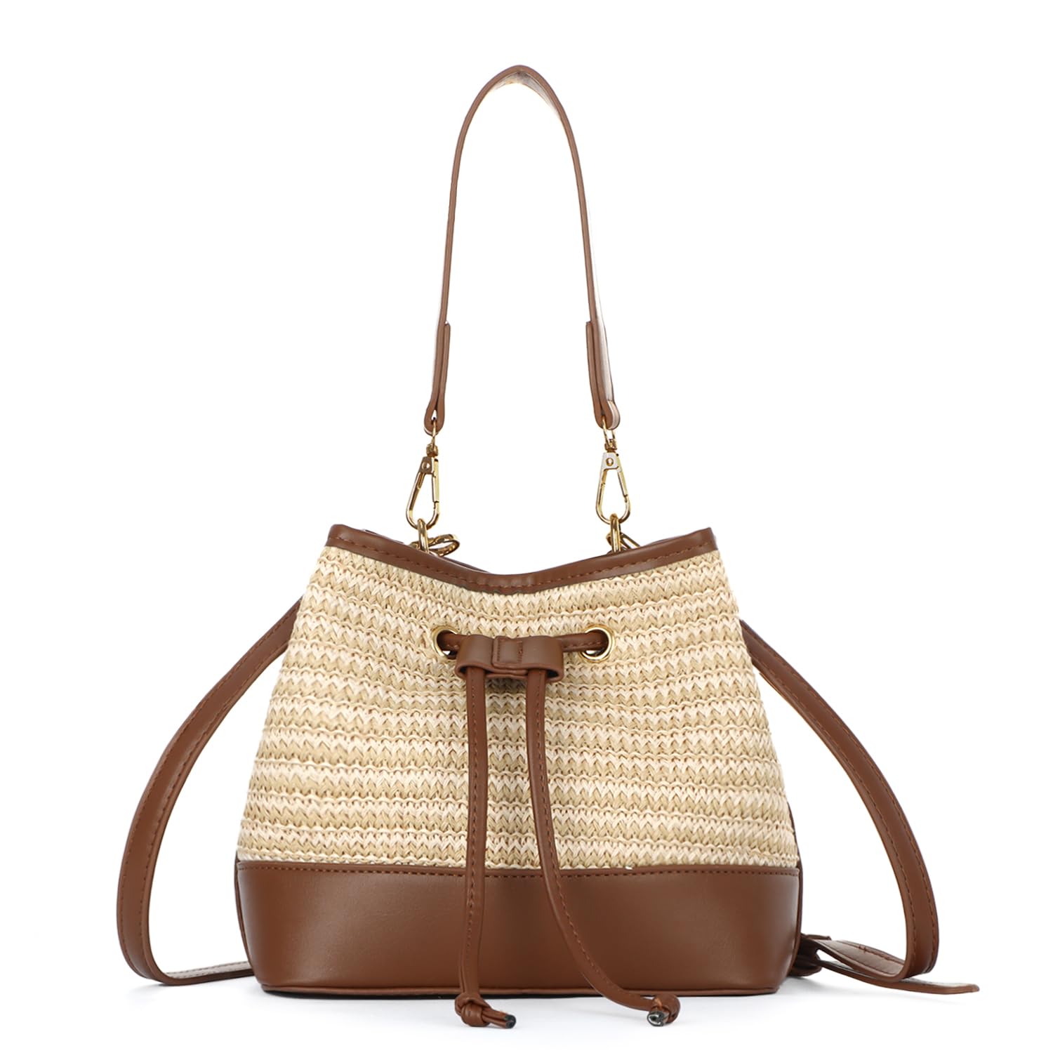 Donne Coulisse Borsa Secchiello di Paglia Borsa a Tracolla Estiva Intrecciata a Mano per le Vacanze in Spiaggia