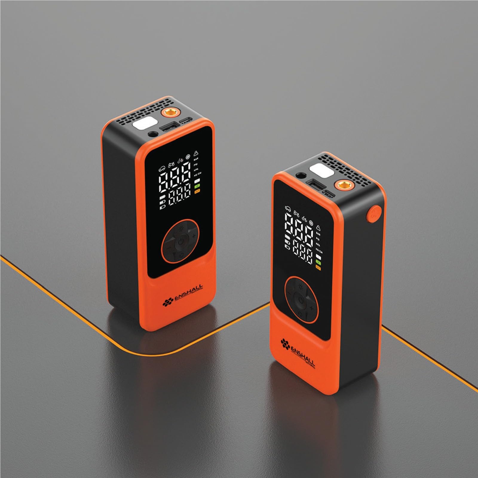 Enshall 6000mAh Şarjlı Mini Led Işıklı Araç Çakmaklık Kablolu Bisiklet, Top, Araç Lastik Şişirme Kompresörü