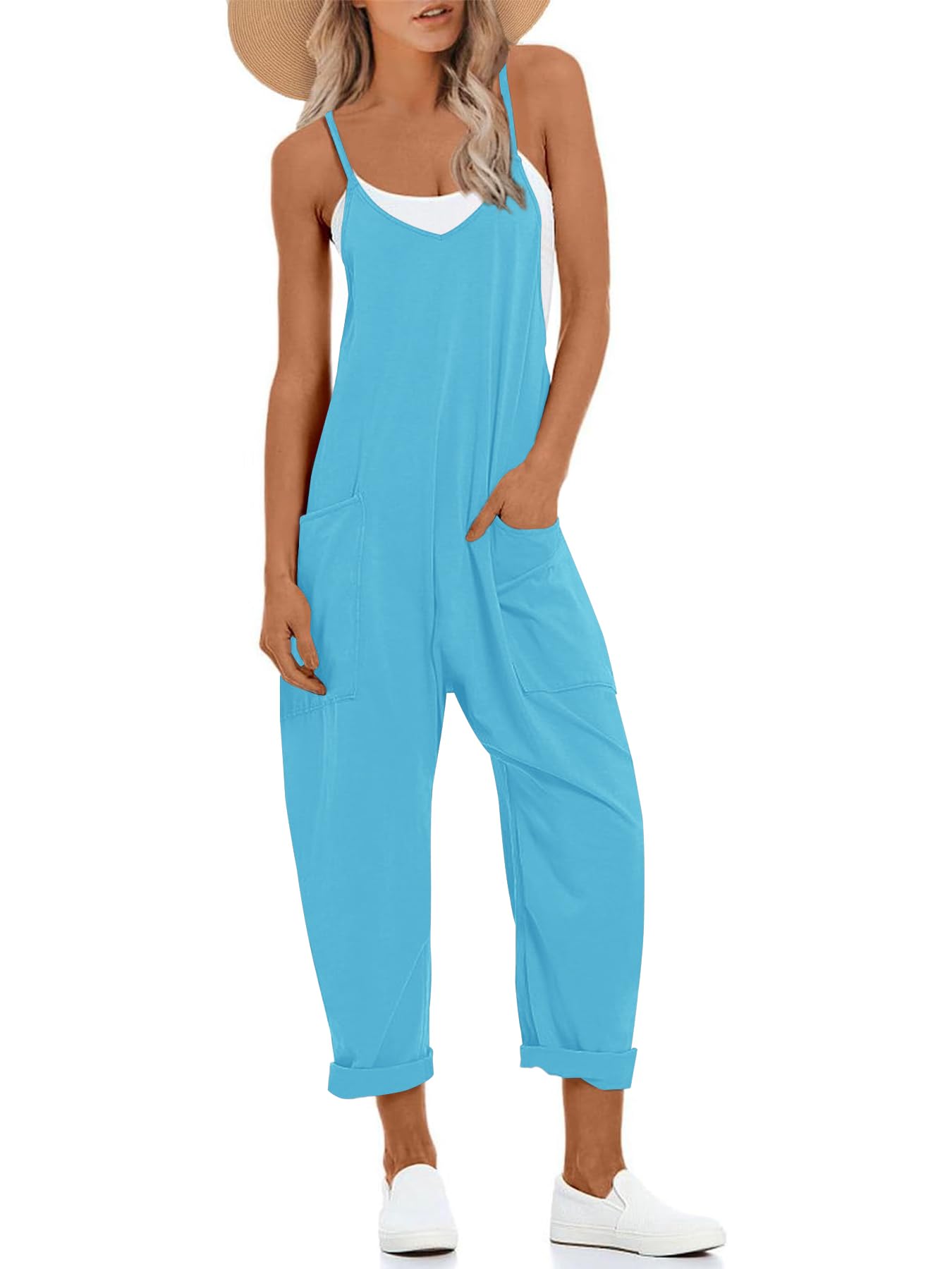 Muchpow Jumpsuits for Women Casual Summer Outfits Jumpers Adjustable Strap Rompers Beach Vacation Trendy Harem Overalls 2026